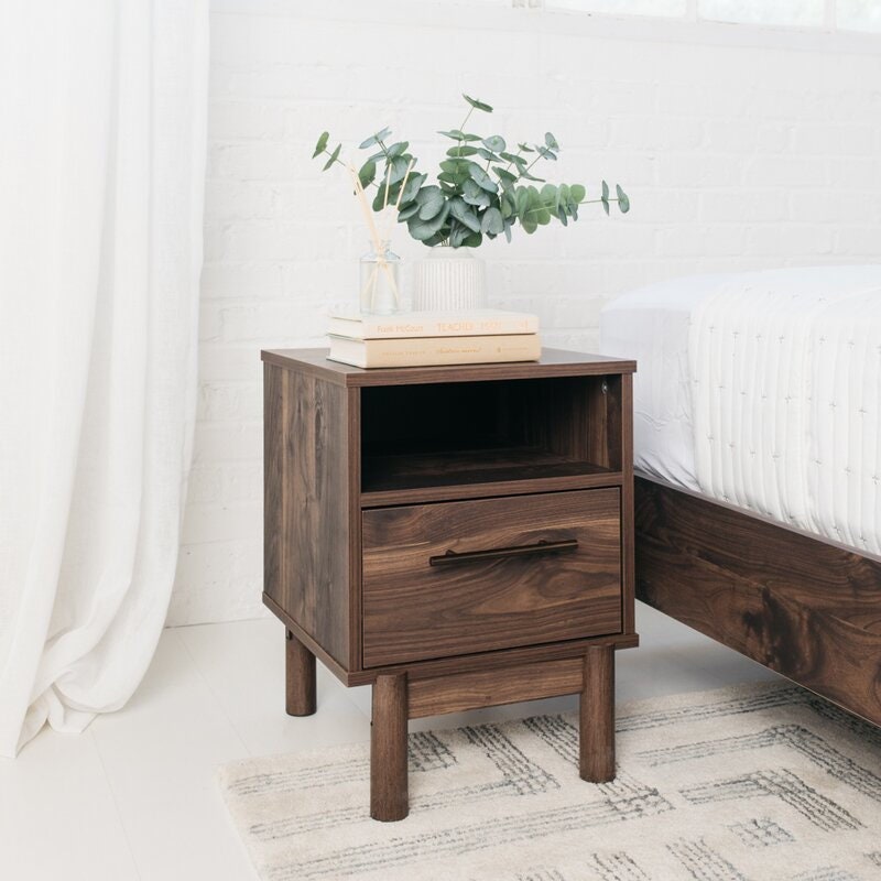 1 Drawer Nightstand in Brown Simple and Elegant in Its Design, This Piece Keeps your Home Decor Grounded While Elevating your Modern Style