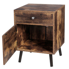 1 Drawer Nightstand in Rustic Brown Nightstand for the Bedroom, Which is Also An End Table for Snacks in The Living Room Or A Storage Table