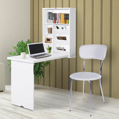 White Floating Desk with Hutch Fold-Out Desk Empty Spot Into your Own Personal Work Study or Writing Area Maximize your Living Area