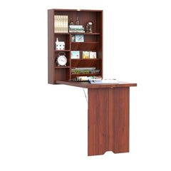 Mahogany Floating Desk with Hutch Fold-Out Desk Empty Spot Into your Own Personal Work, Study or Writing Area Maximize your Living Area