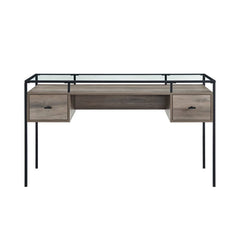 Gray Wash Glass Desk Space for Important Documents and Sophisticated Office Supplies Contemporary Writing Desk