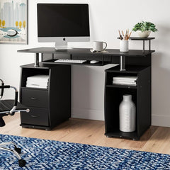 Black Gaul Desk Perfect Home for your CPU. Its Top Hovers Above An Open Area That Lends Space to Set your keyboard and Mouse