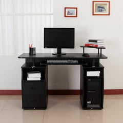 Black Gaul Desk Perfect Home for your CPU. Its Top Hovers Above An Open Area That Lends Space to Set your keyboard and Mouse