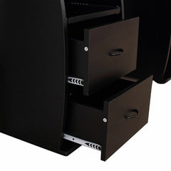 Black Gaul Desk Perfect Home for your CPU. Its Top Hovers Above An Open Area That Lends Space to Set your keyboard and Mouse
