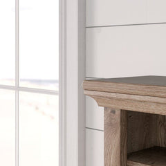 Salt Oak Desk with Hutch Slide-Out Keyboard/Mouse Shelf with Metal Runners and Safety Stops to Keep More Storage from your Desk for Computer
