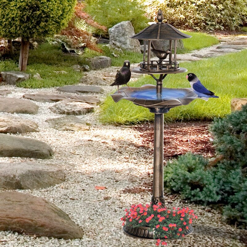 3-in-1 Birdbath Allows it to be Used as a Birdbath, a Feeder, and a Flower Planter Most of your Backyard Touch to your Outdoor Decor