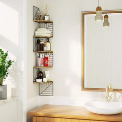 5 Tier Corner Shelf Wall Mount for Bedroom Living Room Bathroom Kitchen Office