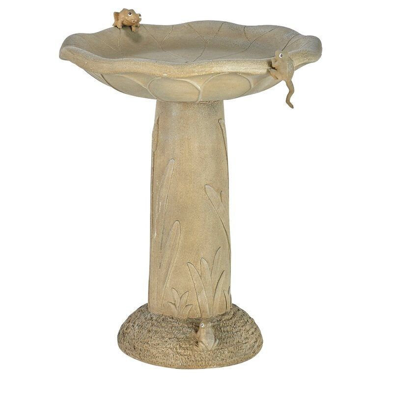 Acadia Birdbath Soothing and Relaxing Birdbath That is the Perfect Addition to your Outdoor Living Space with Two Whimsical Frogs