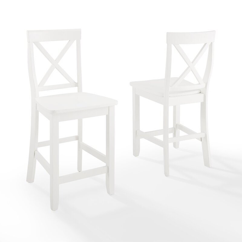 Set of 2 Solid Wood 24" Counter Stool X-Cross Back Footrest Improves Comfort Perfect for your Dining
