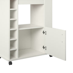 White Natural Kitchen Cart with Locking Wheels Open Shelf and Bottom Cabinet Kitchen Cart Provides the Extra Room you Need