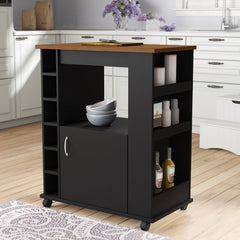 Kitchen Cart with Locking Wheels Open Shelf and Bottom Cabinet Kitchen Cart Provides the Extra Room you Need