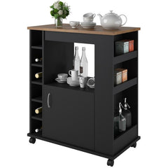 Kitchen Cart with Locking Wheels Open Shelf and Bottom Cabinet Kitchen Cart Provides the Extra Room you Need