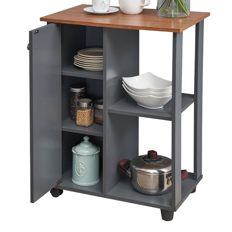 Kitchen Cart with Locking Wheels Kitchen Cart is Just Right for Adding Extra Chopping and Storage To Small Spaces Three Hidden Shelves