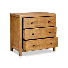 Rustic Oak 3 Drawer Dresser Three-Drawer Accent Chest Stands on in Style. Perfect for Storing for Hallway, Bedroom, or Living Space,