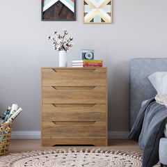 Rustic Brown 4 Drawer Chest Provides you with Optimal Storage Space While Adding A Beautiful Style to your Room