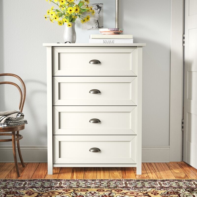 White 4 Drawer Chest Provides you with Optimal Storage Space While Adding a Beautiful Style to your Bedroom Perfect Organize