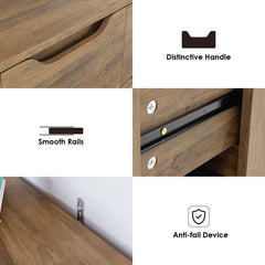 Rustic Brown 6 Drawer Unique Cut-Out Drawer Handles and Ample Desktop for Home Office Hunting for a Perfect Solution To All your Storage