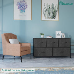 5 Drawer Dresser Multi-Functional Dresser for Every Household. Provides Additional Storage Space in your Living Room or Bedroom