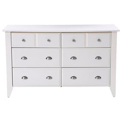 Soft White 6 Drawer Dresser Six Drawers on Ball-Bearing Glides Drawers Features Six Drawers that Open and Close on Smooth Metal Runners