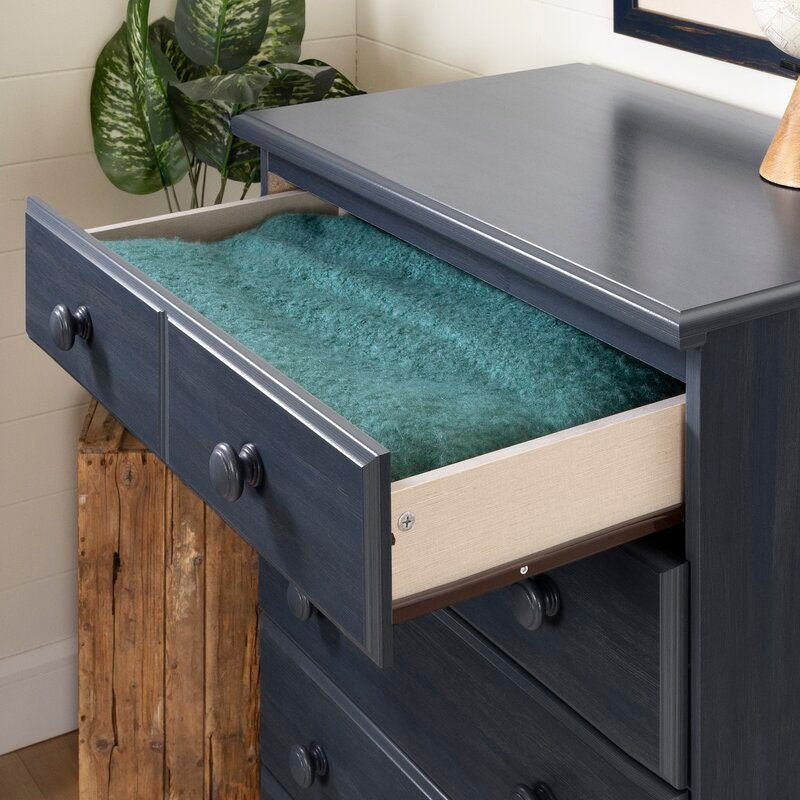 Blueberry 5 Drawer Chest Perfect for Tucking Away T-Shirts and Pants, Adding A Dresser Like This is a Great Option for Adding Organization