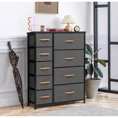 Gray 9 Drawer Double Dresser organizational Needs Ideal for Small Spaces Such As Apartments, Condos, and Dorm Rooms