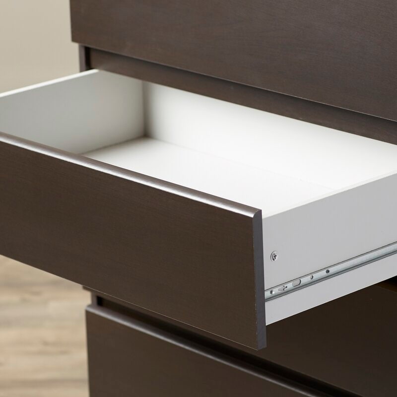 5 Drawer Chest Open Smoothly on Ball-Bearing Glides, Revealing Ample Space To Tuck Away Spare Linens Shirts, Pants, and Other Wardrobe