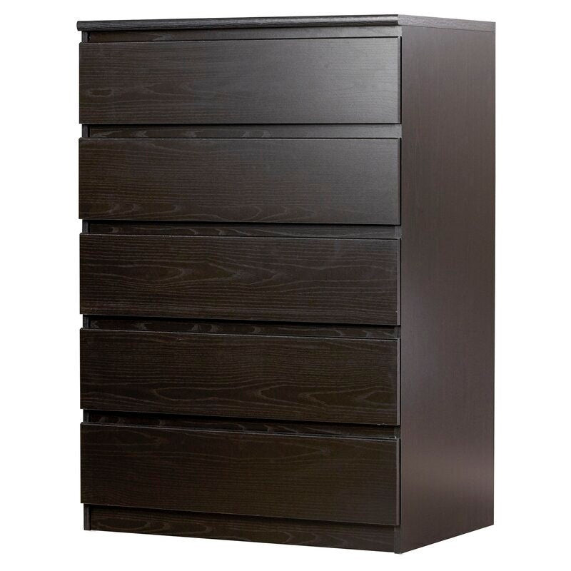 5 Drawer Chest Open Smoothly on Ball-Bearing Glides, Revealing Ample Space To Tuck Away Spare Linens Shirts, Pants, and Other Wardrobe