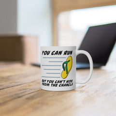 Funny Coffee Mugs for Women, Chancla You Can Run But You Can't Hide, Mexican Christmas Gifts, Cute Mug with Sayings, Chicana, Latina