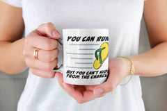 Funny Coffee Mugs for Women, Chancla You Can Run But You Can't Hide, Mexican Christmas Gifts, Cute Mug with Sayings, Chicana, Latina