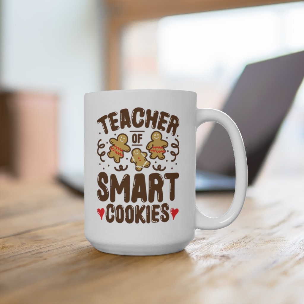 Teacher Of Smart Cookies Mug, Funny Xmas Teachers Coffee Mugs, Gingerbread Tumbler, Gifts for Teachers, Camp Mug Travel Mug Can Holder