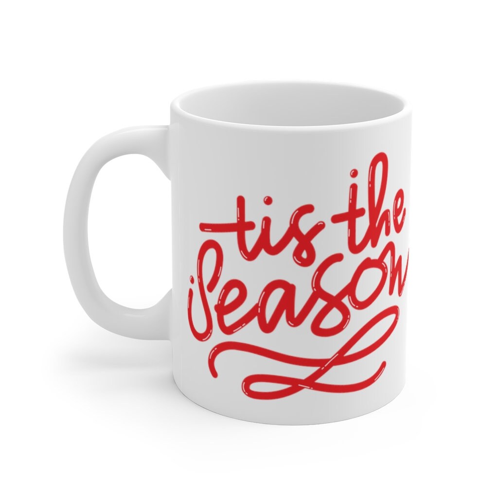 IMPERFECT Holiday Christmas Mug, Red Campfire Mug, Ceramic Mug, tis the season, Hand Lettered Mug, Camper Mug, have a cup of cheer