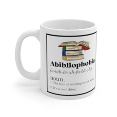 Book lover gift. Abibliophobia mug. Vintage reader coffee cup. Book lover gifts. Funny reading mug. Bookworm gift. English teacher gift.
