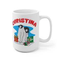 Personalized Hot Chocolate Mugs, Funny Christmas Mug, Secret Santa Gift, Penguin Mug, Kids Christmas Mugs, Childrens Hot Cocoa Mug