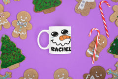 Secret Santa gift, Snowman Face Mug, Personalized Hot Chocolate Mugs, Funny coffee mugs