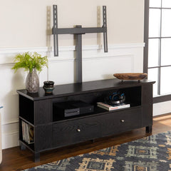 Black TV Stand for TVs up to 65" Boasting Both Style and Storage Space Also Space for all your DVDs and Players Thanks To Two Open Shelves