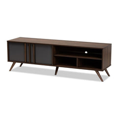TV Stand for TVs up to 55" Three Open Shelves, Fitted with A Cord Management Hole, To Provide Room to Place Entertainment Consoles