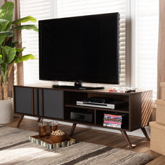 TV Stand for TVs up to 55" Three Open Shelves, Fitted with A Cord Management Hole, To Provide Room to Place Entertainment Consoles