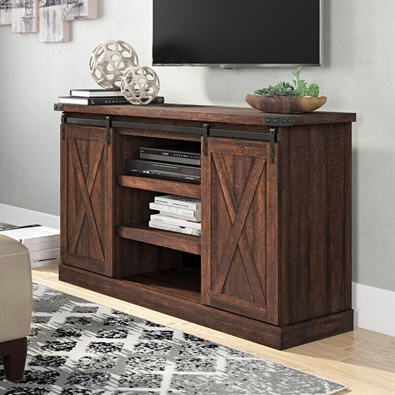 Expresso TV Stand for TVs Up To 60" Open Shelf Space in the Middle. The Cable Management Cutouts will Keep your Audio and Video Cables