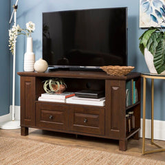 Stand for TVs up to 50" provides the Perfect Place for your DVD Player Or Video Game Console, While Two Drawers and Two Side Shelves