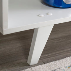 White Four open Compartments Act As Stages For DVD Players, Video Games  and More, While Cable Management Cutouts