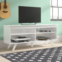 White Four open Compartments Act As Stages For DVD Players, Video Games  and More, While Cable Management Cutouts