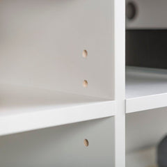 White Four open Compartments Act As Stages For DVD Players, Video Games  and More, While Cable Management Cutouts