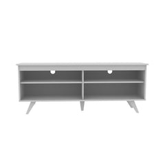 White Four open Compartments Act As Stages For DVD Players, Video Games  and More, While Cable Management Cutouts