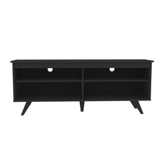 Black TV Stand for TVs up to 65" Four Open Compartments Act As Stages for DVD Players, Video Games, and More While Cable Management