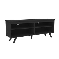 Black TV Stand for TVs up to 65" Four Open Compartments Act As Stages for DVD Players, Video Games, and More While Cable Management