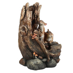 Resin Bunnies Outdoor Fountain with LED Lights Enjoy your Outdoor Living Area with These Bunnies  Resting on a Tree Stump Patio Fountain