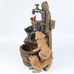 Resin Puppies and Water Pump Outdoor Patio Fountain with LED Light Bring the Joy and Whimsy to Your Outdoor Living Area