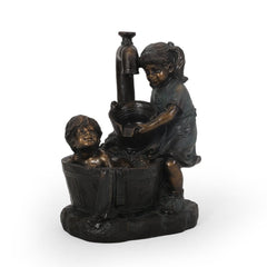 Hermanitos Fountain Garner grins and Giggles and Bring a Bucket Load of Fun to Your Patio or Porch Depicting a Lovely and Whimsical Scene