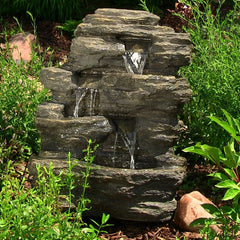 Alvis Polystone Fall Fountain with LED Light Fountain Features a Durable Polystone, Construction Includes Electrical 130 GPH Pump