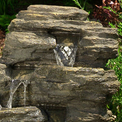 Alvis Polystone Fall Fountain with LED Light Fountain Features a Durable Polystone, Construction Includes Electrical 130 GPH Pump